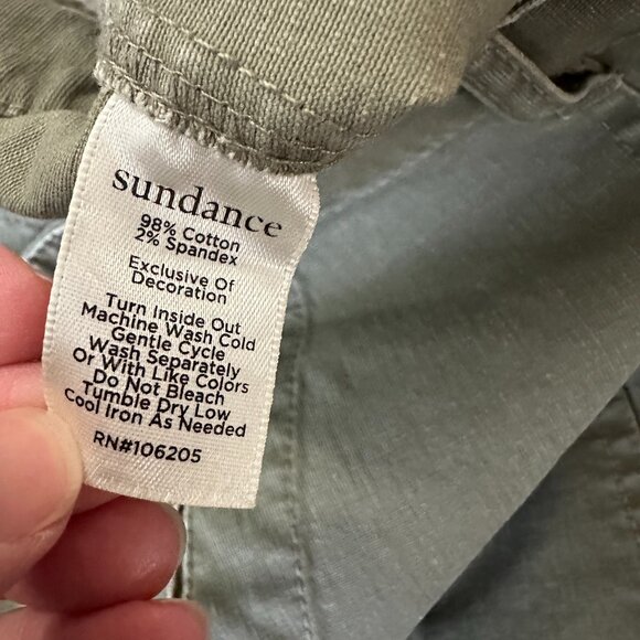 Sundance Green Scallop Trim Straight Leg Pants Women's size 10 Cotton - Picture 5 of 9